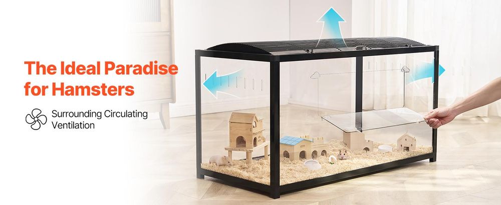 Hamsterkäfig, 360°-Sicht, transparenter Hamsterlebensraum, Kleintierkäfig, 96x47