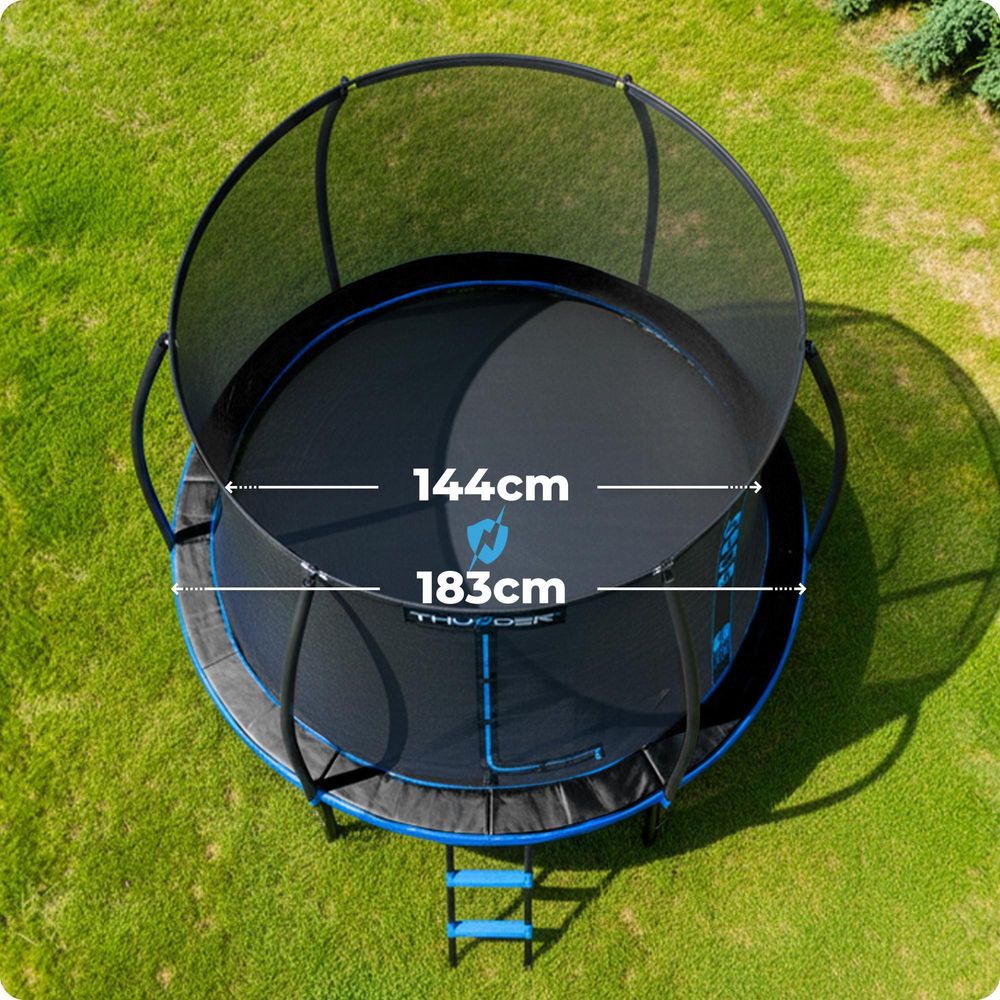 Thunder Trampolino da giardino Ultra 183 cm 6 ft rete interna 150 kg Nero Blu