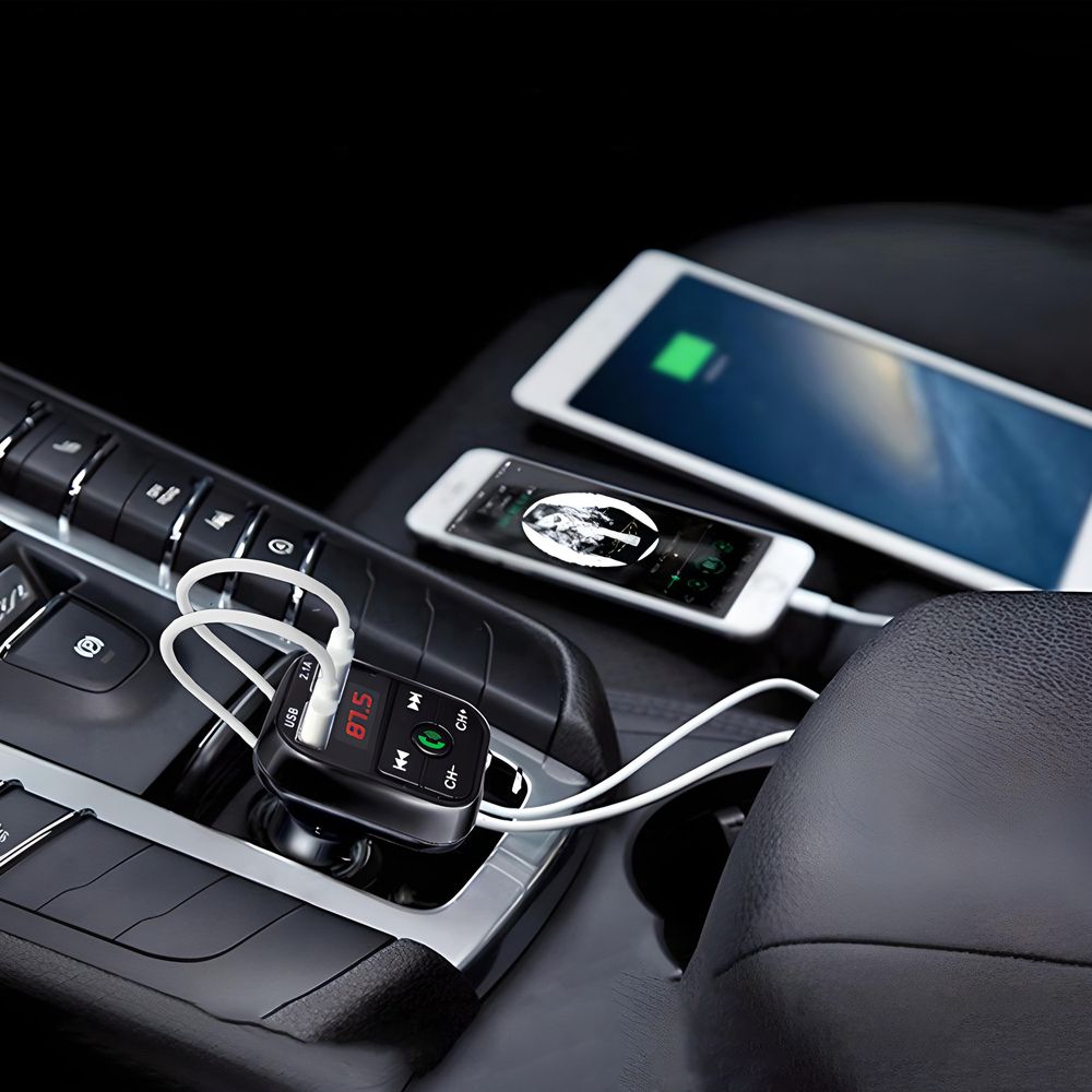 Bluetooth FM Transmitter für Auto Rot Leuchte Drahtloser Radio Kfz-Empfänger Adapter mit Freisprecheinrichtung Dual USB Ladegerät 5V 3.4A Retoo