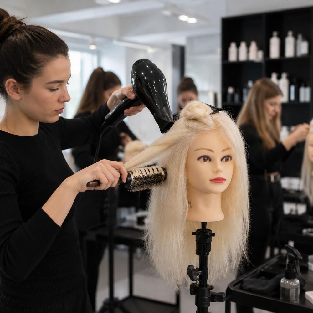 Tête d'entraînement coiffure Jessica cheveux naturels 60 cm avec trépied