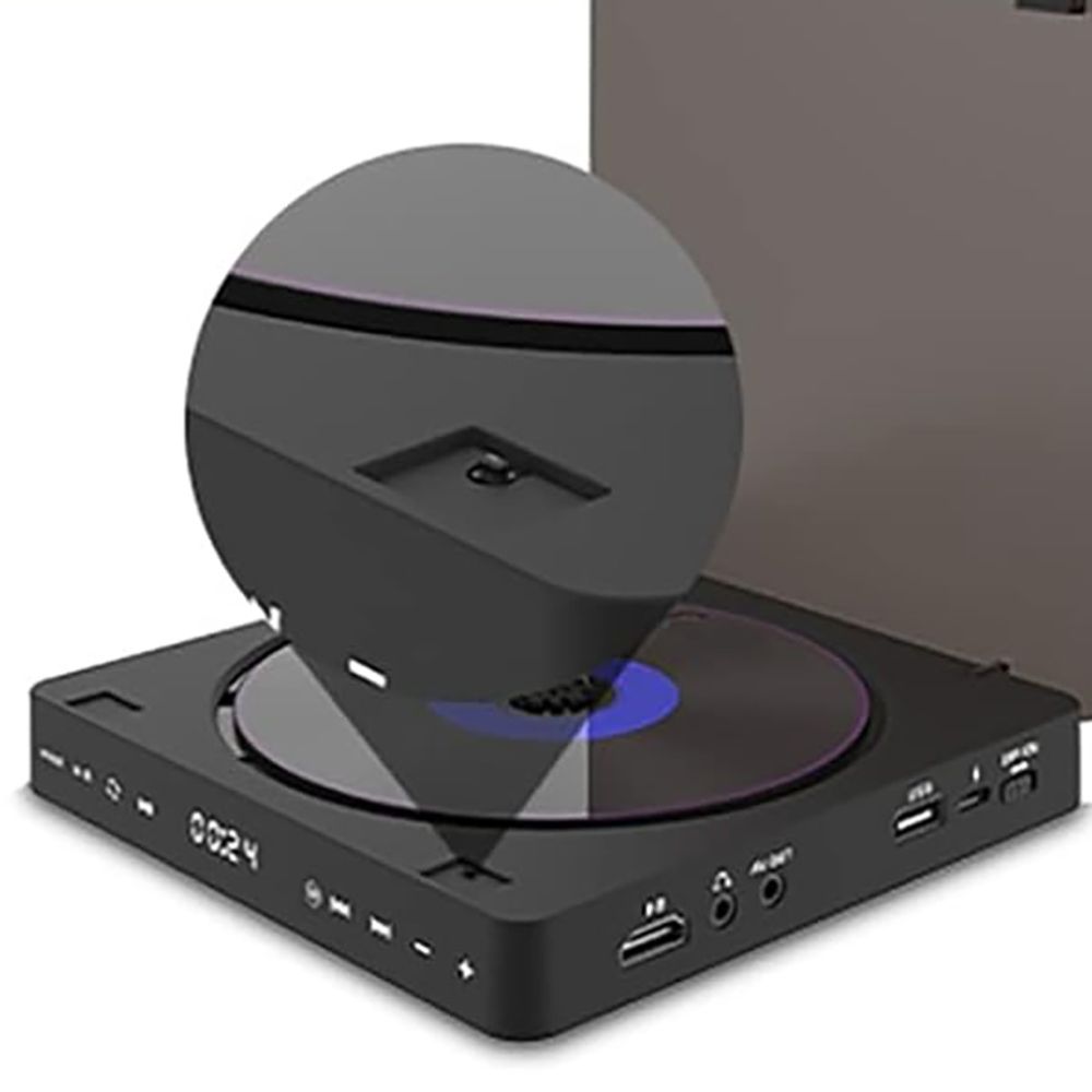 ZELURXX HD DVD-Player, VCD, tragbarer Videoplayer, Multifunktionsplayer, 1080P, Anti-Skip, mit Fernbedienung, Schwarz