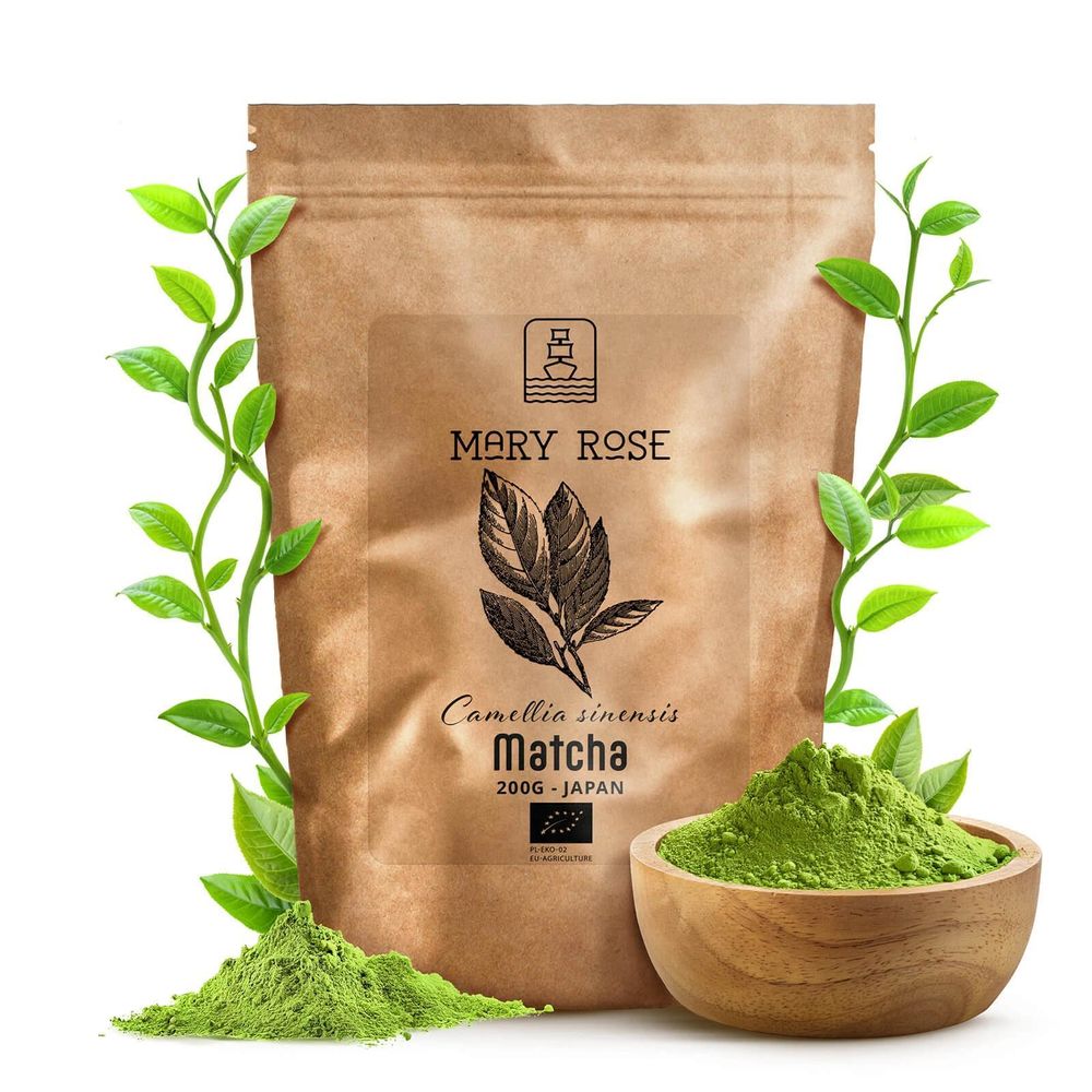 Mary Rose – Matcha Tee Bio Japan 200g – Grüner Tee Pulver aus Kagoshima - Reich an Umami, Energie, Antioxidantien - Schattenanbau - für Latte, Backen