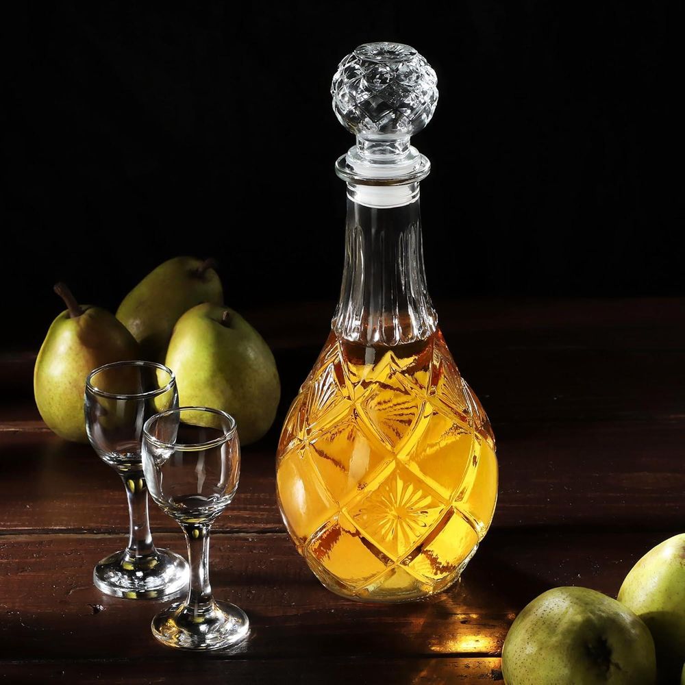KADAX 2x Whisky-Alkohol-Dekanter aus Kristallglas, 0,8 l, mit Korken