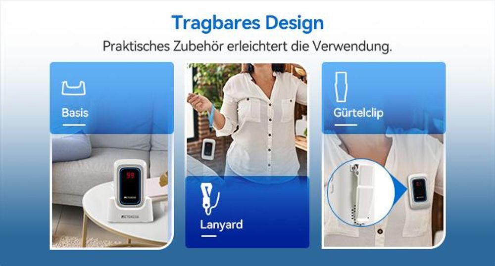 Retekess TH109S Pflege Pager, Drahtlose Rufglocke Für Ältere Menschen, 850 Fuß Reichweite, Einfach Zu Bedienen, Anpassbare Alarme, Häusliche Pflege