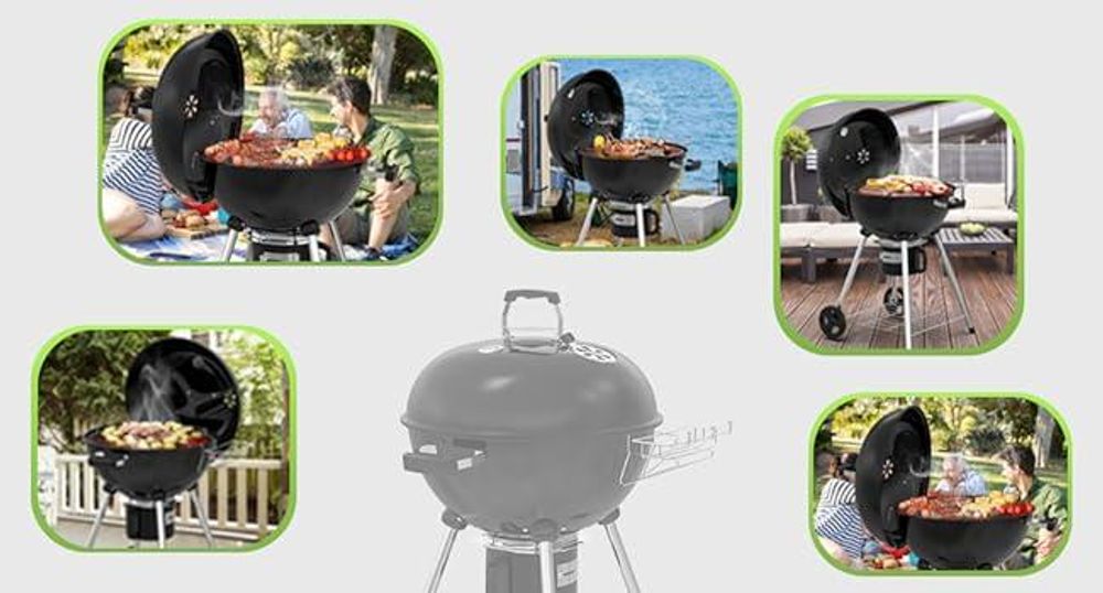 TEENO 21 inch Barbecue Charbon de Bois avec Couvercle,XXL Barbecue Rond Charbon, Tiroir à Cendres, Évent Réglable,Barbecue Boule,83 x 71 x 105.5 cm