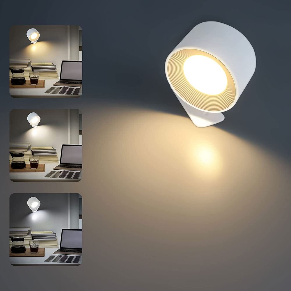 Wandleuchte für den Innenbereich, Zweiseitiges Licht smarte Wandleuchte, dimmbar mit Akku mit USB Ladeanschluss, Touch Steuerung+Fernbedienung für den Innenbereich, 3 Helligkeitsstufen (Weiß)