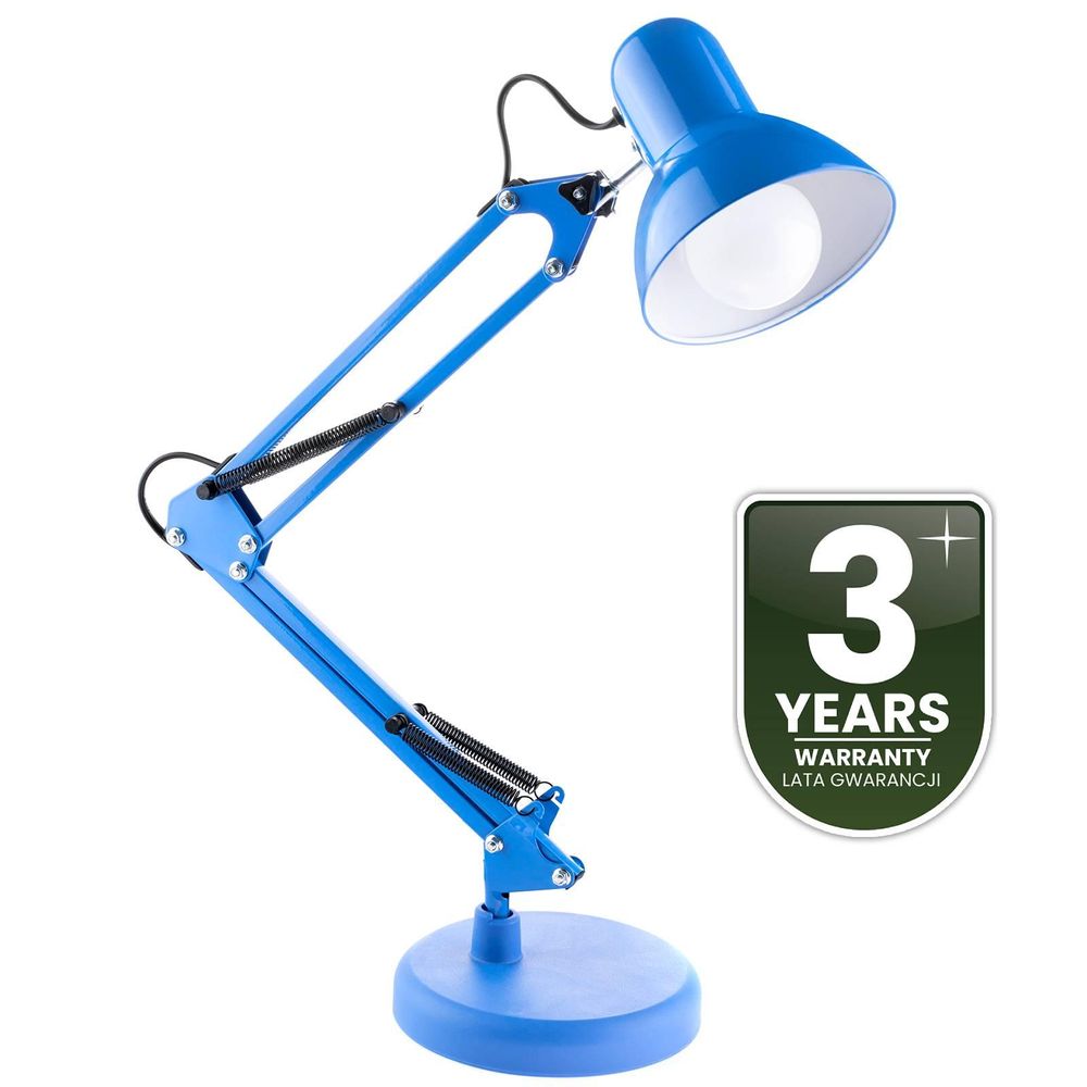 LUMILED Schreibtischlampe klassisch Leselampe Blau Tischleuchte Tischlampe Verstellbarer Arm mit E27 Retro aus Metall Schreibtischleuchte
