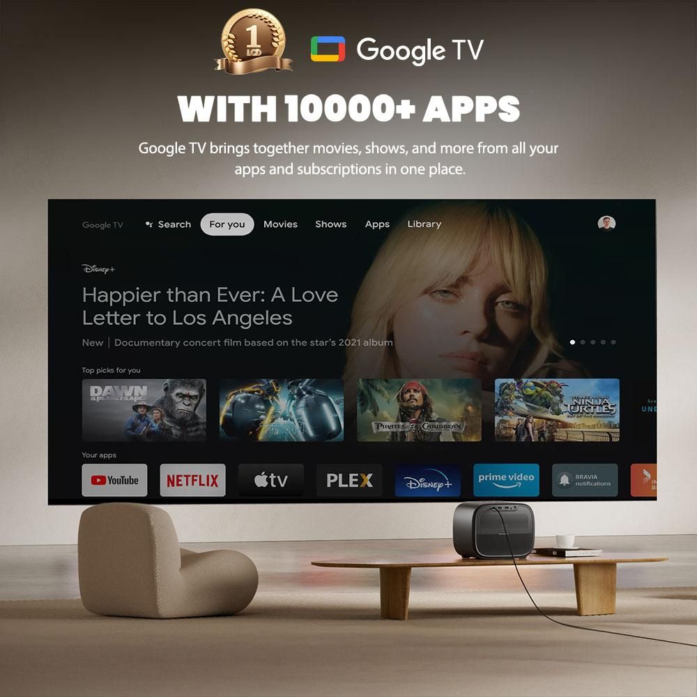 ​ETOE E3 Pro Projektor mit Google TV - 600 ANSI, 1080p Native, Auto-Fokus, 4K, 2x10W Lautsprecher, WiFi Dual-Band​​