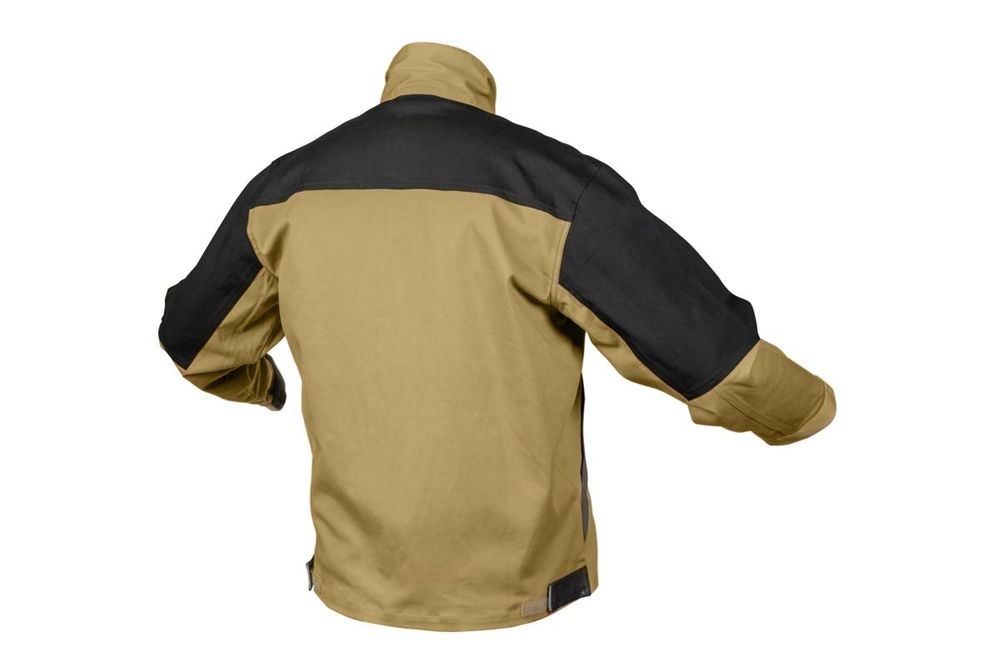 Arbeitsjacke Herren dunkelbeige/beige Gr. 3XL (58) Högert Technik, 100% Polyester, elastisch, viele Taschen – EDGAR Arbeitsjacke Berufsbekleidung