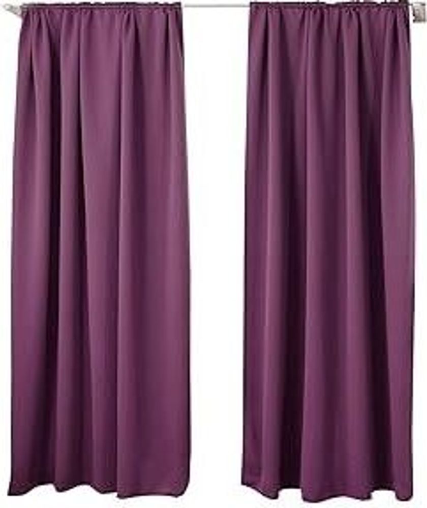 WOLTU 2er Set Gardine blickdicht 250 g/m² mit Kräuselband : Violette 135x245 cm Farbe: Violette Größe: 135x245 cm