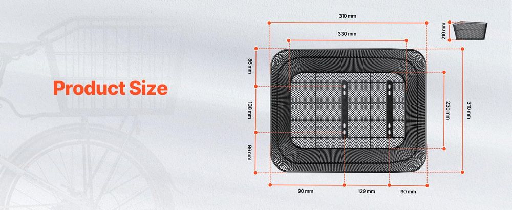 VEVOR Fahrradkorb hinten 39x31x21 cm mit Gepäcknetz und Abdeckung, passt auf die meisten Fahrradträger, wird mit Montagewerkzeug geliefert