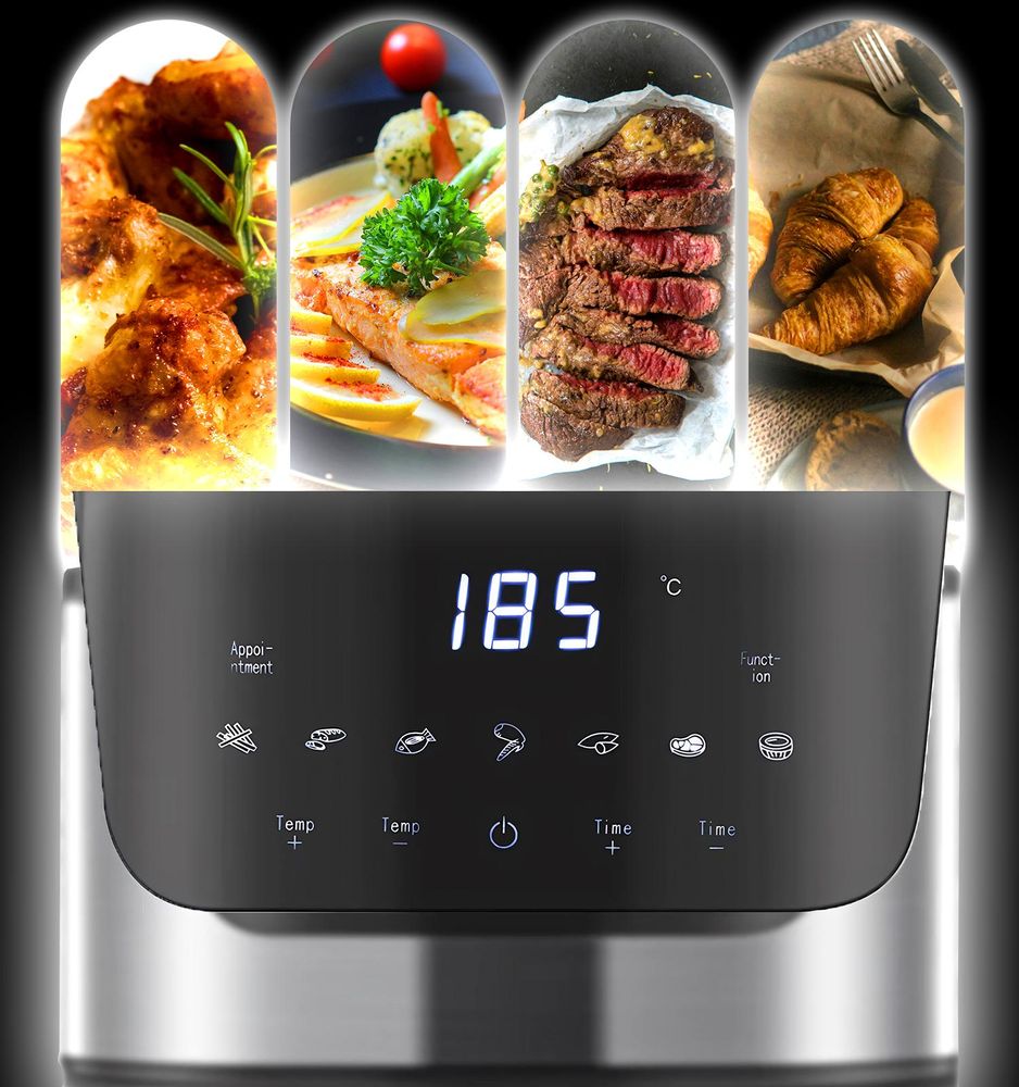 Heißluftfritteuse 6.5L, Friteuse Heissluft 1800 W, Heissluftfriteuse 10 Programmen, Warmhalten, für 6-10 Personen, Air Fryer, Airfryer, Retoo