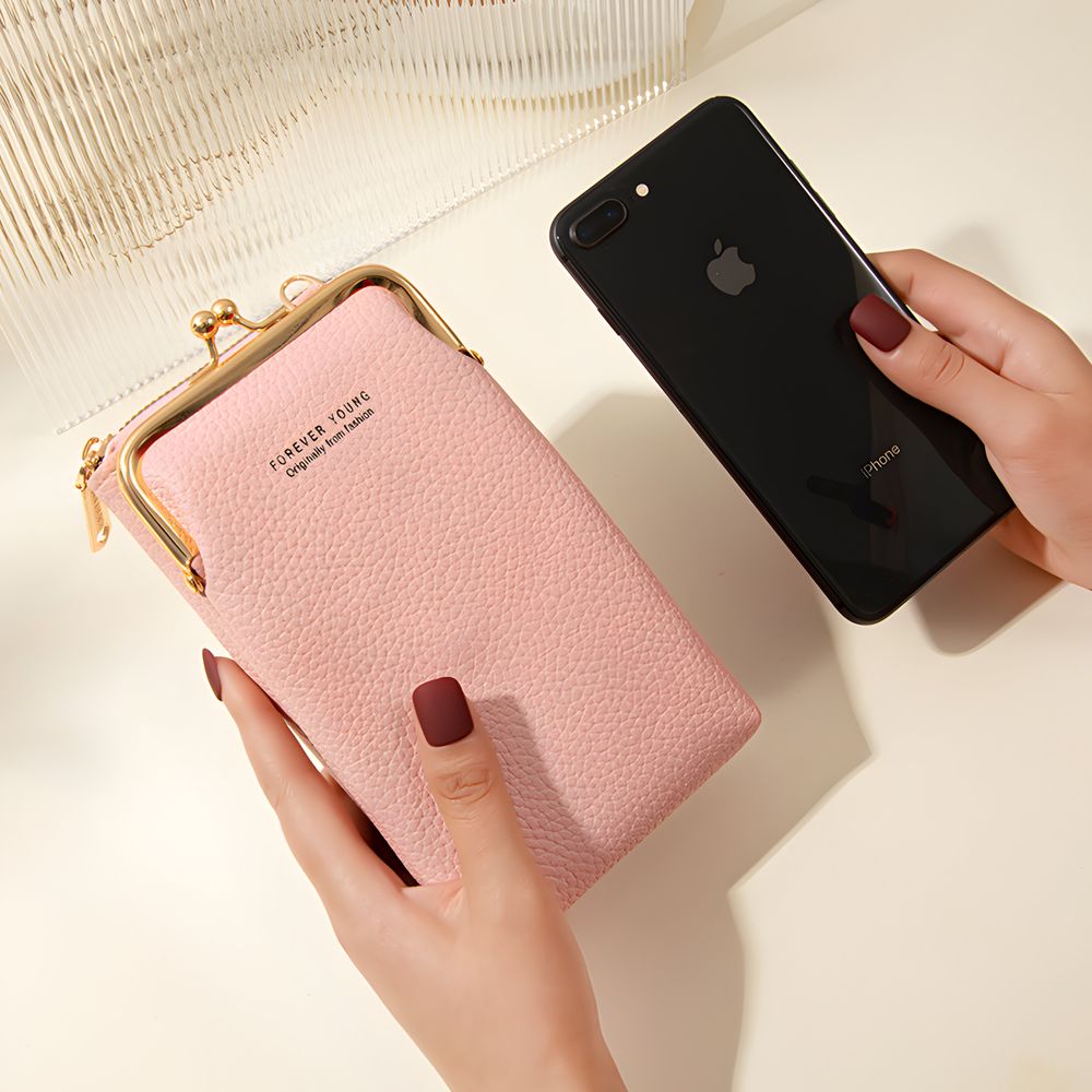 Umhängetasche Damen Klein Handytasche mit Vielen Fächern Handy Mini-Tasche Kleine Schultertasche Multifunktionale Crossbody Tasche Pink Retoo
