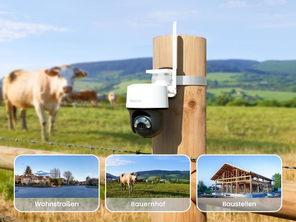 Reolink Go PT S Lite, 2K 4MP 4G LTE Akku Überwachungskamera , Schwenken & Neigen, Auto-Tracking, Farbnachtsicht, Kein-WiFi, AI Detection