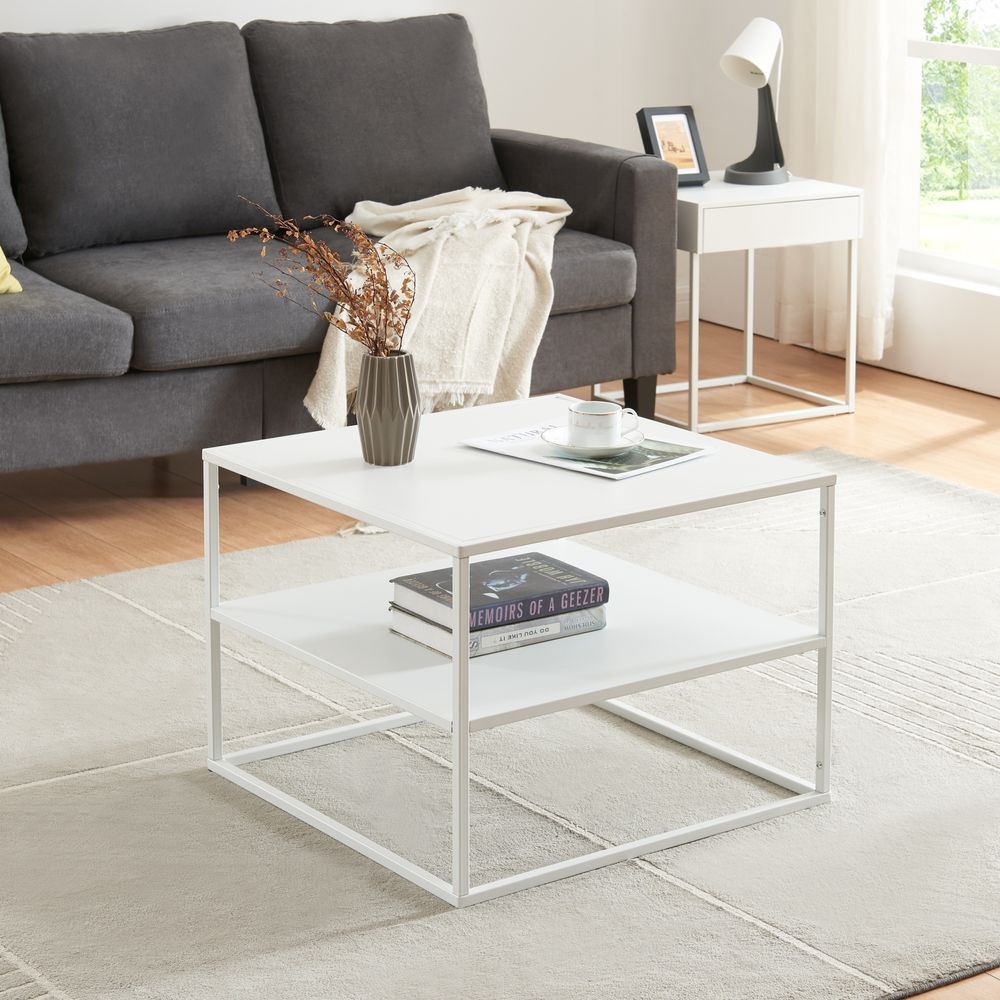 Couchtisch 'Solund' mit Ablage Stahl 60 x 60 x 45 cm Weiß, matt