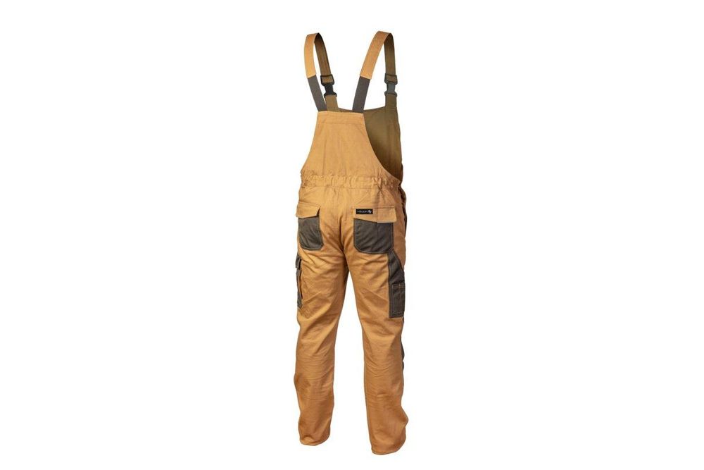 Arbeitslatzhose Herren dunkelbeige/beige Gr. XL (54) Högert Technik, 97% Baumwolle/3% Elasthan – EDGAR II Latzhose Berufsbekleidung (HT5K272-1)