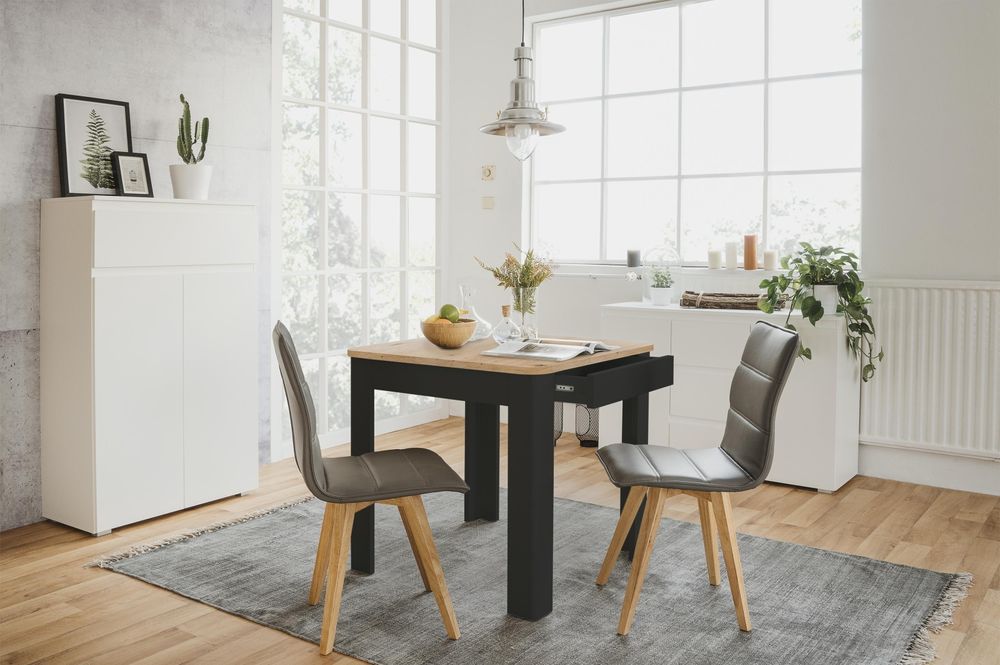 Esstisch "Oslo" – moderner Küchentisch mit Schublade und melaminbeschichteter Tischplatte