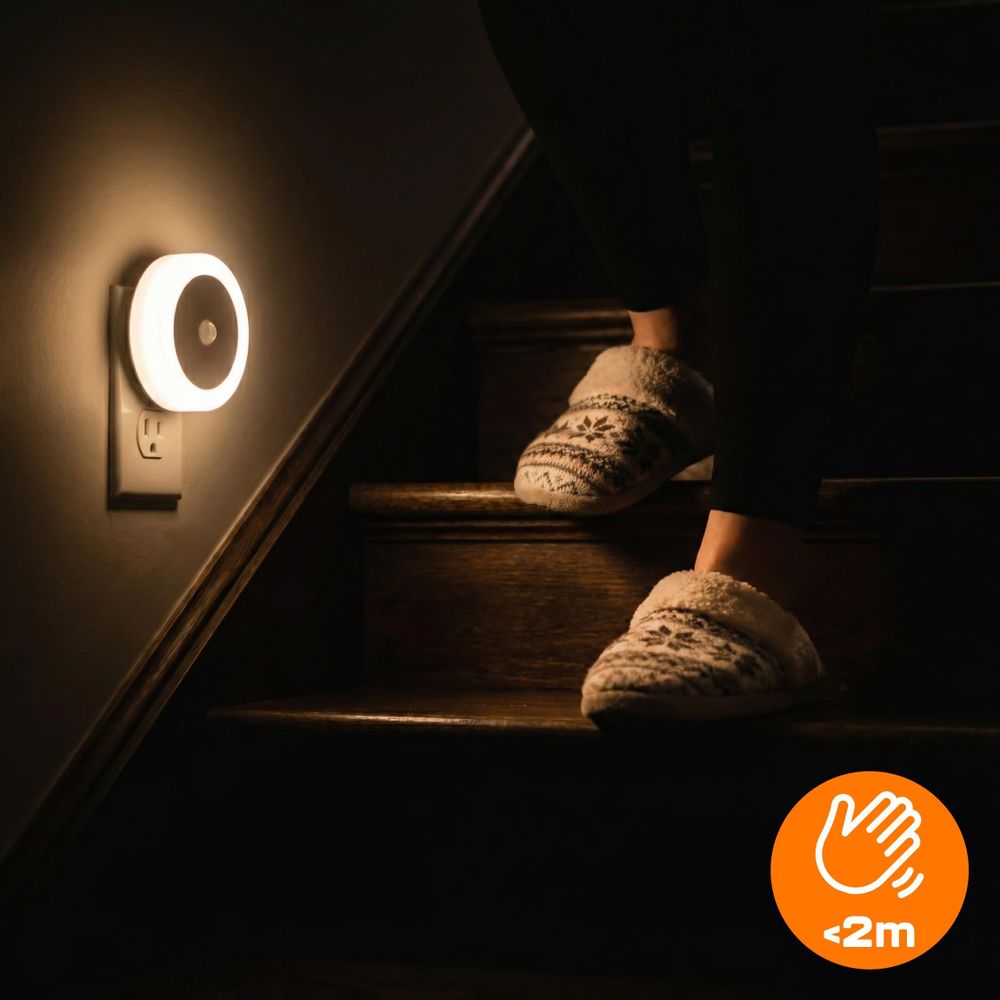LED Nachtlicht Steckdose mit Bewegungsmelder und Dämmerungssensor | Automatische Orientierungsleuchte Steckdosenlicht Nachtlampe Schlummerlicht