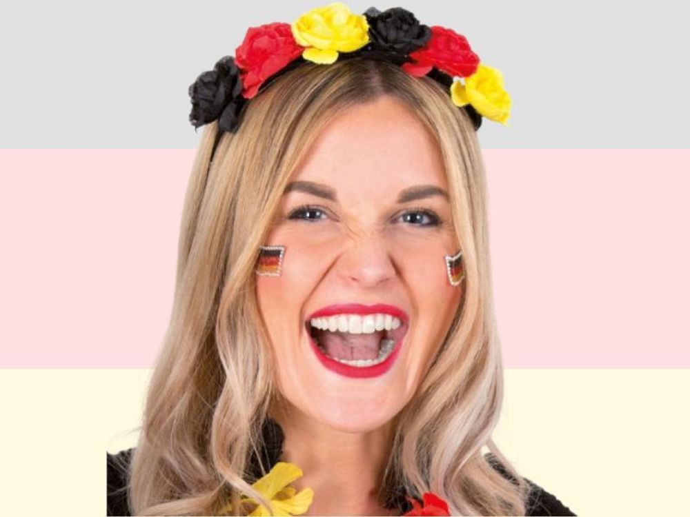 Haarschmuck Blumiger Haarreif Fan Schwarz-Rot-Gold Einheitsgröße für Sportbegeisterte beim Stadionbesuch Accessoire