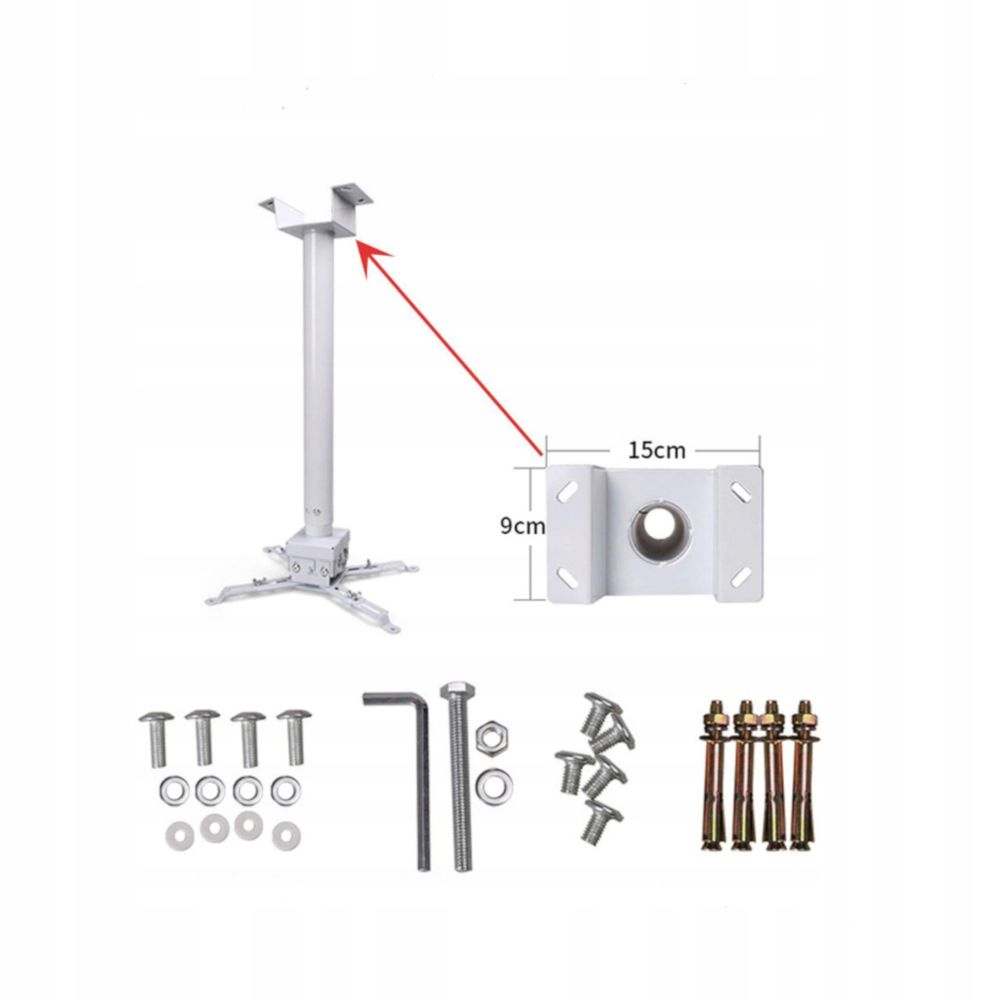 Projektorhalterung - Projektoraufhängung - 4-in-1 - Deckenmontage - Wandmontage - bis zu 25 kg - Weiß