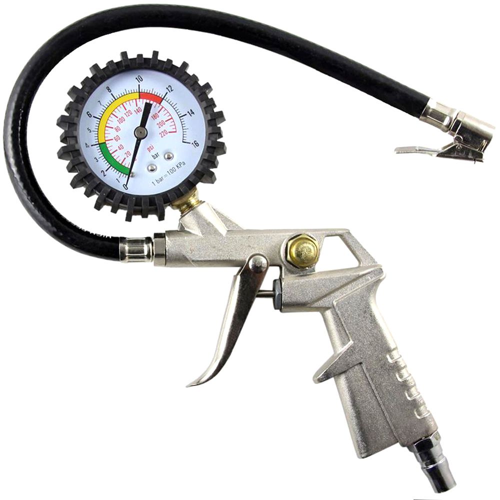 Reifenfüller mit Manometer Druckluft Reifendruckprüfer Reifendruckmesser Luftdruckprüfer Hohe Präzision Alle Kompressoren Zubehör Auto Motorrad LKW Retoo