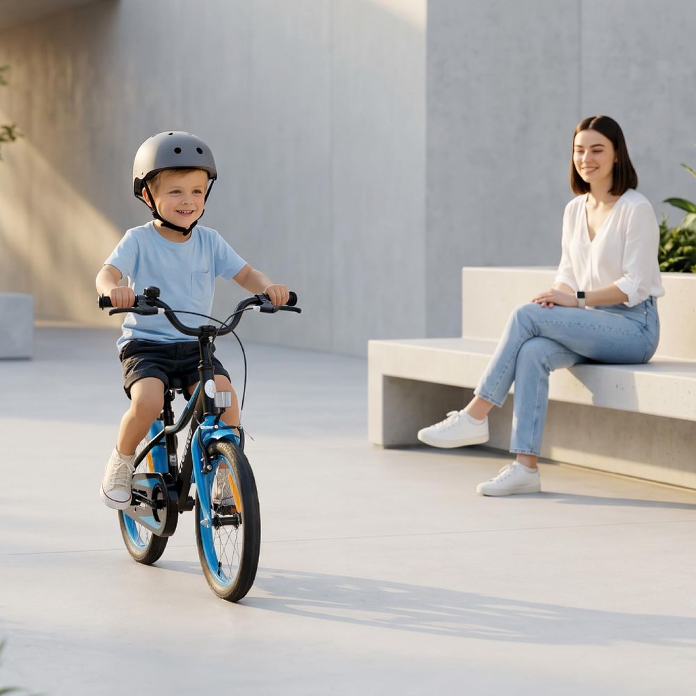 Sun Baby Tracker Bike Kinderfahrrad Jungen Fahrrad Stützräder Schubstange 14 Zoll neon orange