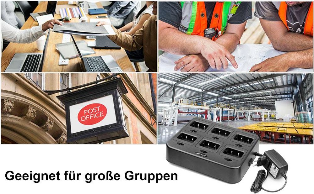 Retevis RT27 Walkie Talkie Base Charger 6-Wege-Ladegerät für Retevis RT27 Walkie Talkies (Schwarz, 1 Stück)