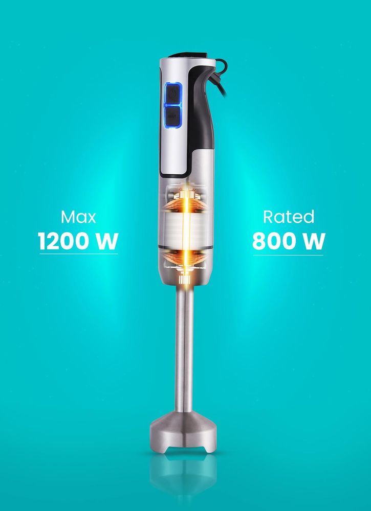 LEHMANN Mixeur Plongeant en Acier Inoxydable 1200W, 8 niveaux de vitesse, Accessoires inclus