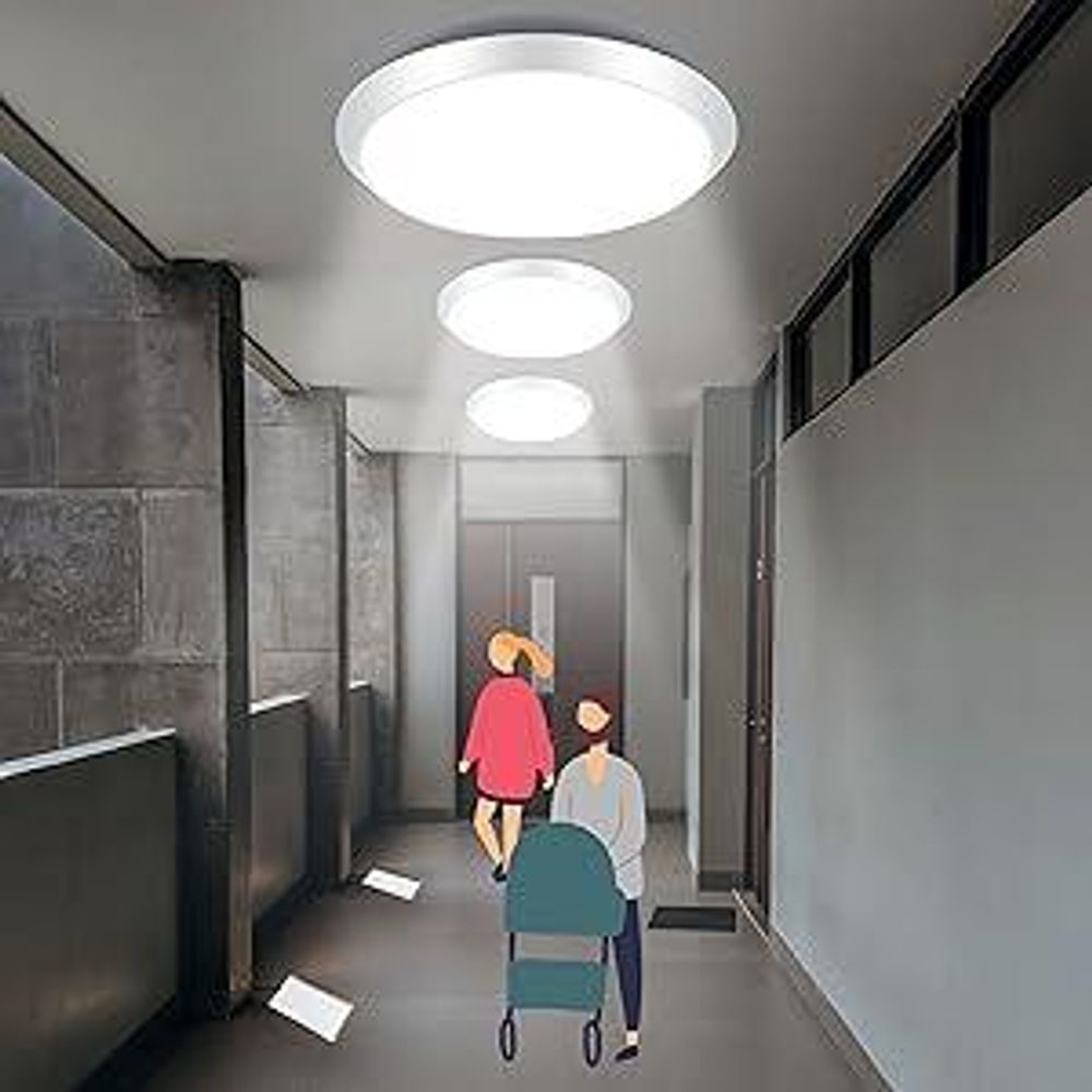ZMH LED Deckenleuchte mit Bewegungsmelder Deckenlampe Weiß 15W Neutralweiß Flurlampe IP44 15W 30cm für  Garage Werkstatt  Küchen Hotel