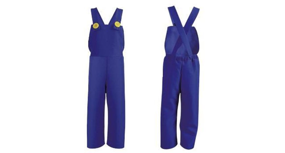 Klempner-Latzhose in blau mit roter Mütze – Blaues Outfit für kleine Handwerker (104)