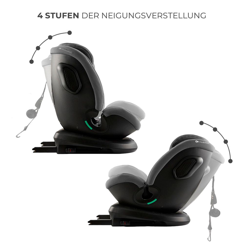 Kinderkraft XPEDITION 3 i-Size - Autositz 40-150 cm - 360° drehbar - RWF bis 22 kg - SPS+ und H-GUARD+ Systeme - Ergonomisch - Atmungsaktiv - Grau