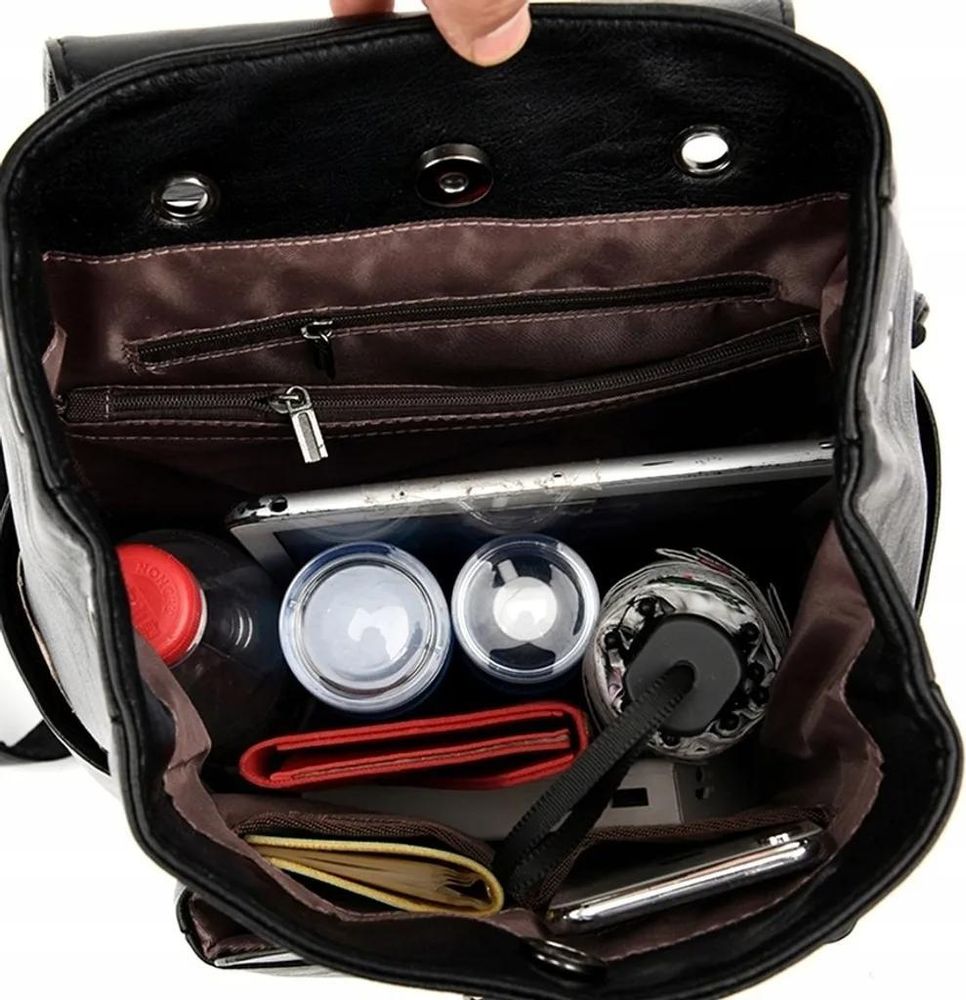 Damenrucksack Schwarz - Eleganz für jeden Tag - Vintage-Design - Komfortabel und vielseitig - Maximale Organisation - Hochwertiges Material - Stilvoll