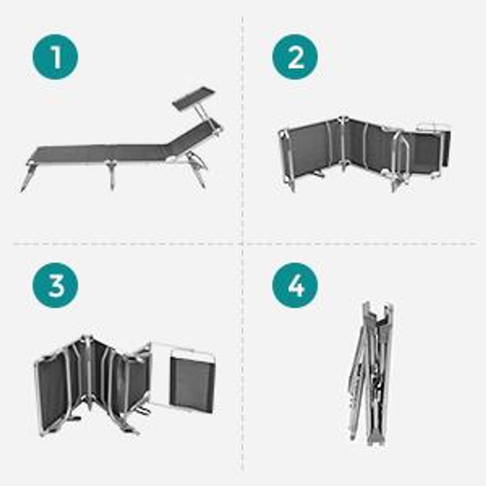 SONGMICS Gartenliege, klappbar 193 x 55 x 31 cm verstellbar rauchgrau