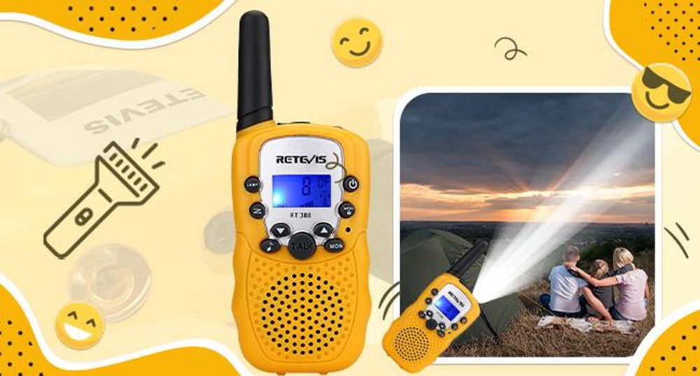 Retevis RT388 Walkie Talkie Kinder, Spielzeug ab 4-12 Jahre, Funkgeräte mit Taschenlampe VOX, Weihnachtsgeschenke für Jungen und Mädchen