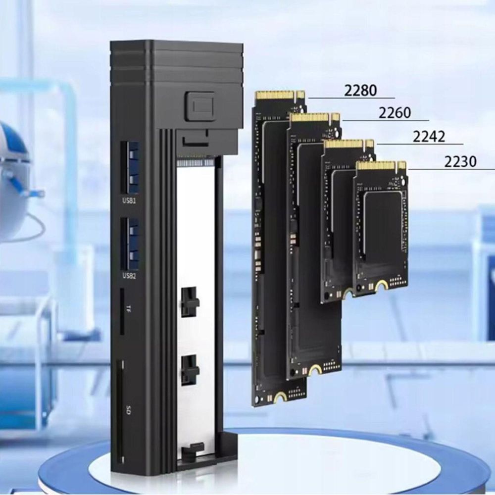 Alloggiamento per unità - HUB USB-C - 7 in 1 - SSD M.2 NVME PCIE SATA SD - Adattatore - Alloggiamento M2