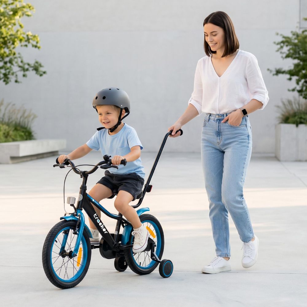 Sun Baby Tracker Bike Kinderfahrrad Jungen Fahrrad Stützräder Schubstange 14 Zoll neon orange