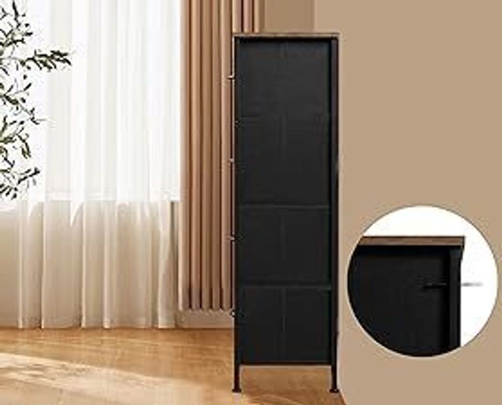 WOLTU Kommode mit 10 Schubladen aus Stoff, Sideboard, Metallrahmen, Industrial Stil : Vintagebraun Farbe: Vintagebraun