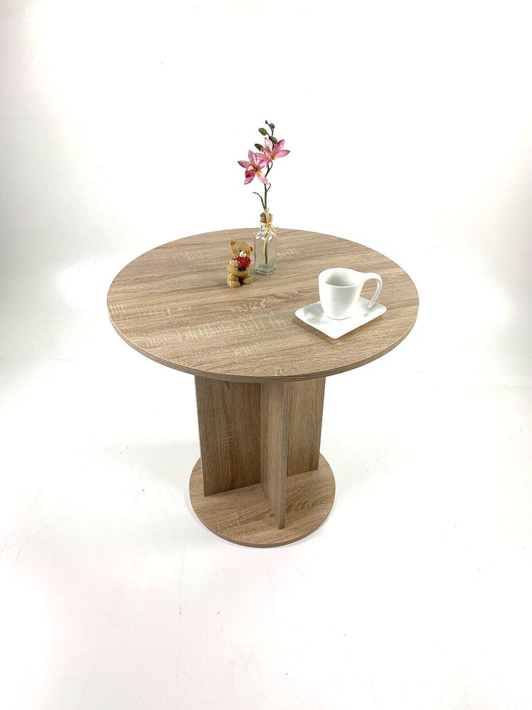Möbel SD Esstisch Säule Rund Ø 79 cm Sonoma eiche hell Sägerau NEU