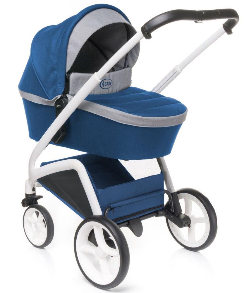 4Baby | Kinderwagen - Kombikinderwagen 2in1 - Blau - Aluminiumrahmen - gefederte Räder - wendbarer Sitz, Einhand-Faltmechanismus, UPF 50+, Cosmo