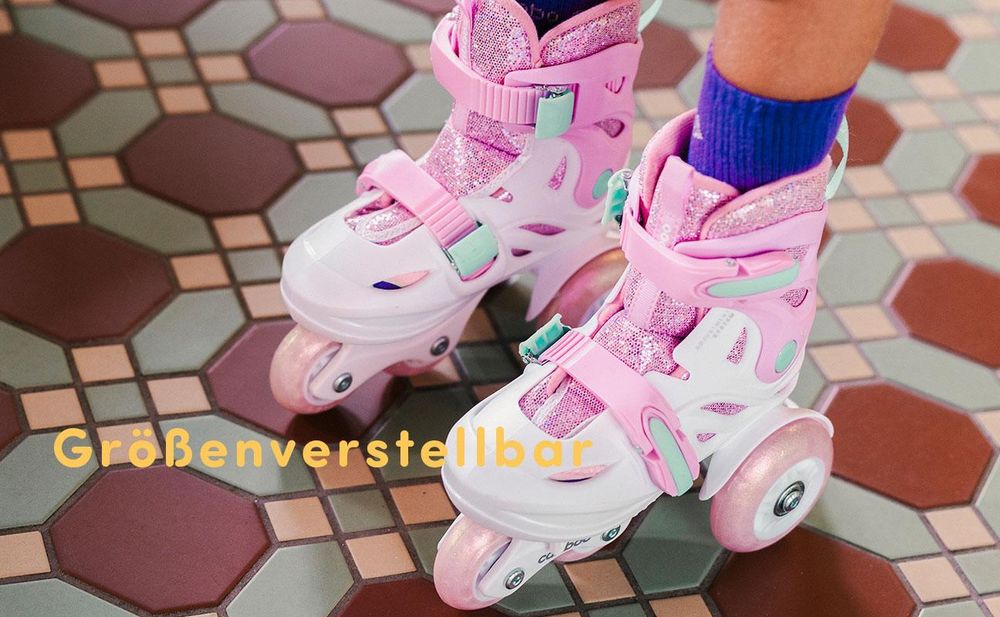 CARIBOO Einstellbare Größe Kinder-Inlineskates Inliner Cariboo Ballerina LED-Räde Rosa - XS