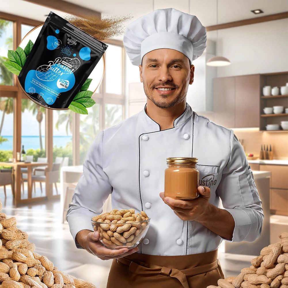 Nustino – Masło orzechowe w proszku Pure 400 g – 100% orzechów ziemnych, o 90% mniej tłuszczu – bogate w białko – bez cukru – o niskiej zawartości tłuszczu – bez oleju palmowego