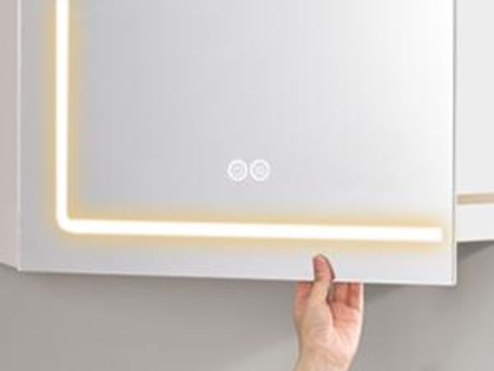 Wandschrank mit Spiegel und LED-Beleuchtung, Vergrößerungsspiegel