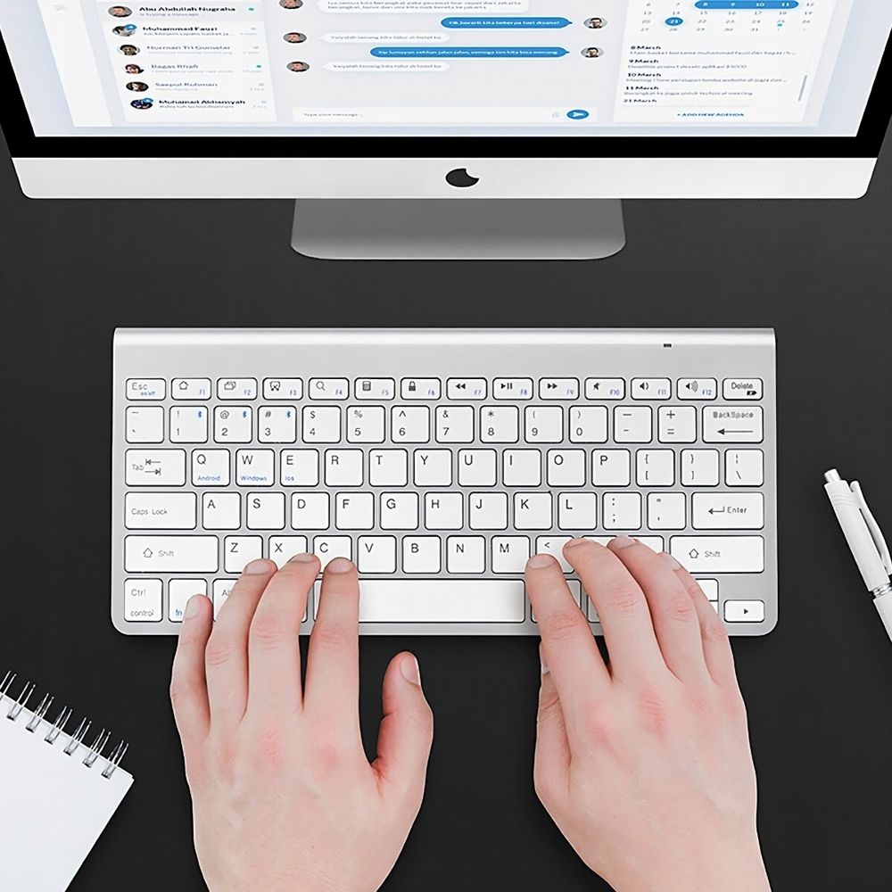 Bluetooth Tastatur Kabellose Wireless Keyboard mit Tasten QWERTY Natürliches Tippen 2,4 GHz Funkverbindung Kompatibel mit PC Notebook Laptop Retoo