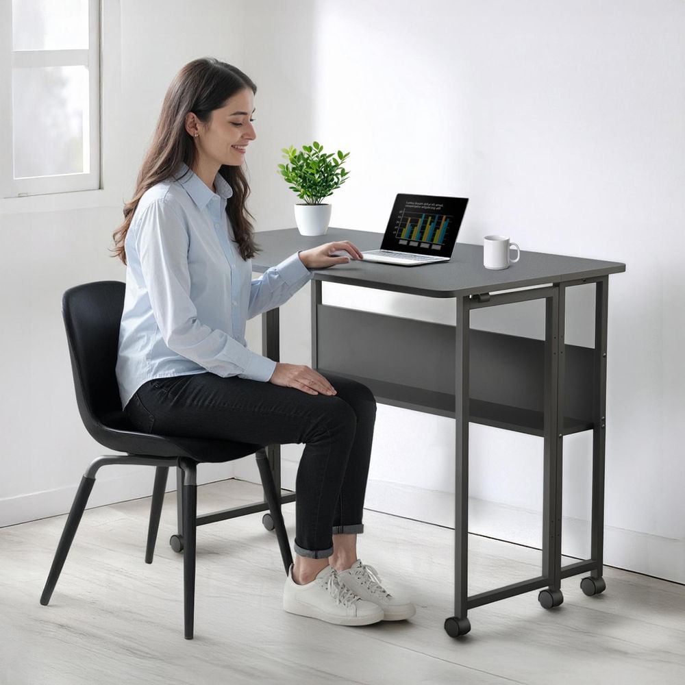 Maclean Klapptisch schwarz mobil Platte 100x58cm max. 50kg MC-126 B