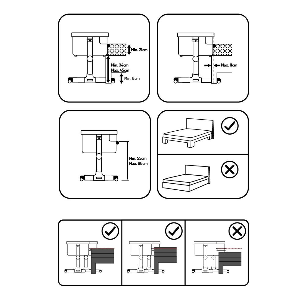 MoMi REVO – 2-in-1 Beistellbett & Babybett, höhenverstellbar mit Neigungsverstellung, inkl. Matratze, Spielzeug & Moskitonetz – Dunkelgrau