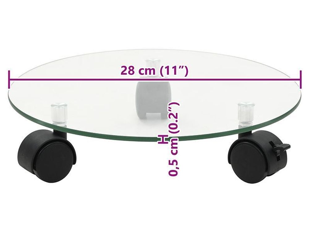 vidaXL Pflanzenständer mit Rollen 2 Stück Hartglas 28 cm Rund