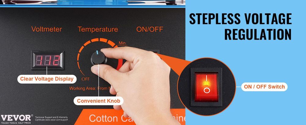 VEVOR Elektrische Zuckerwattemaschine, 1000 W Zuckerwattegeräte, Kommerzielle Zuckerwattemaschine mit Abdeckung, Edelstahlschüssel & Zuckerlöffel, Perfekt für Familienfeiern, Partys (Blau)