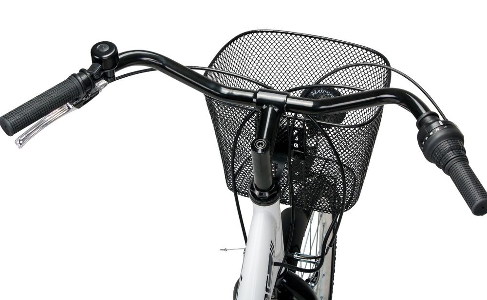 Bergsteiger Florenz Damenfahrrad 28 Zoll, 7-GG-Shimano, mit Korb, Licht, Rücklicht mit Standlichtfunktion, Rahmenhöhe 51 cm, im Retro-Design, Farbe Weiß