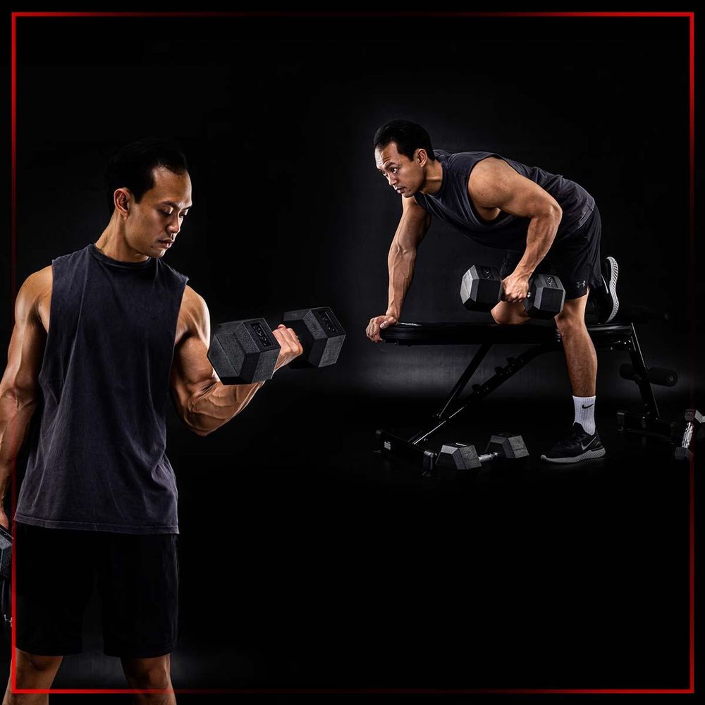 Miweba Sports Hexagon Kurzhantel 2er Set HGH100 | Gusseisen Hantel - Krafttraining - Workout - Fitnesstraining - Gewichte - Gymnastikhanteln (10 kg)
