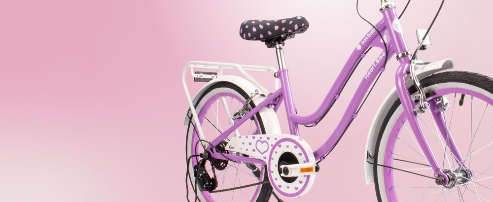 SUN BABY Heart Bike Kinderfahrrad 20 Zoll Mädchen, Fahrrad für Kinder ab 6 Jahre, 6-Gang Shimano, V-Brake, Gepäckträger, Reflektoren (Lila, 20 Zoll)